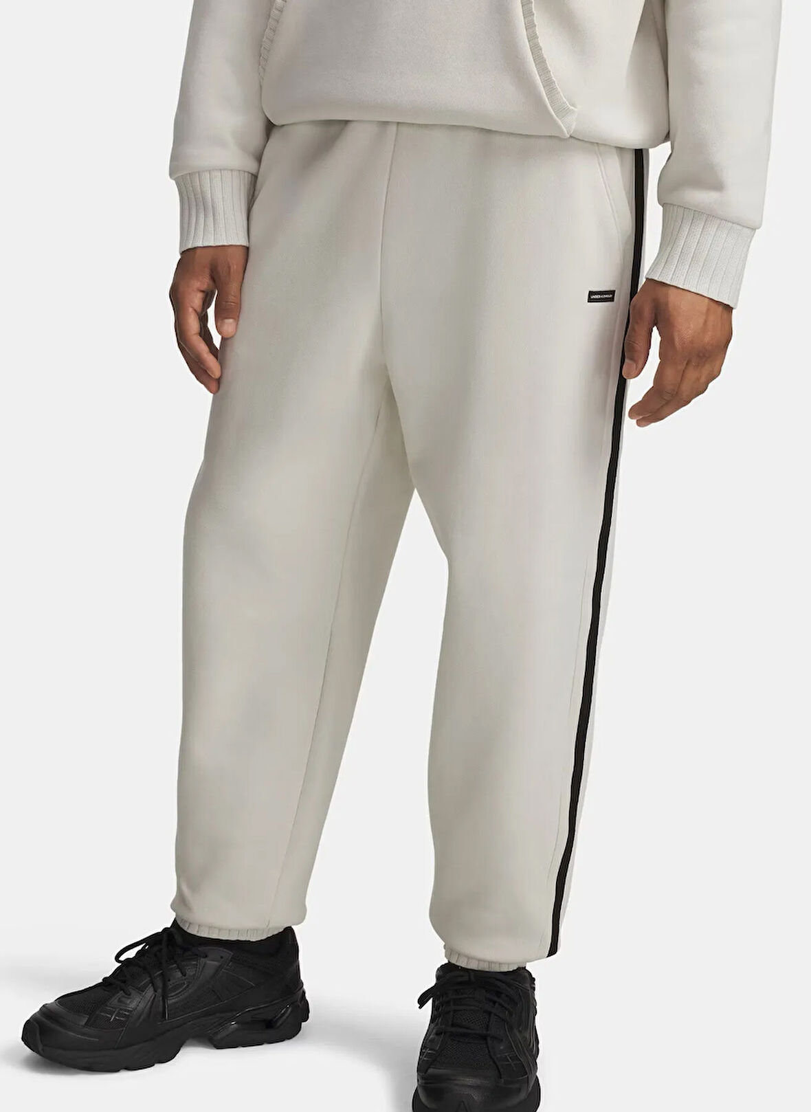 Under Armour 6005696-110-UA Icon Heavy Rib Jogge Beyaz Lastikli Bel Normal Düz Erkek Eşofman Altı