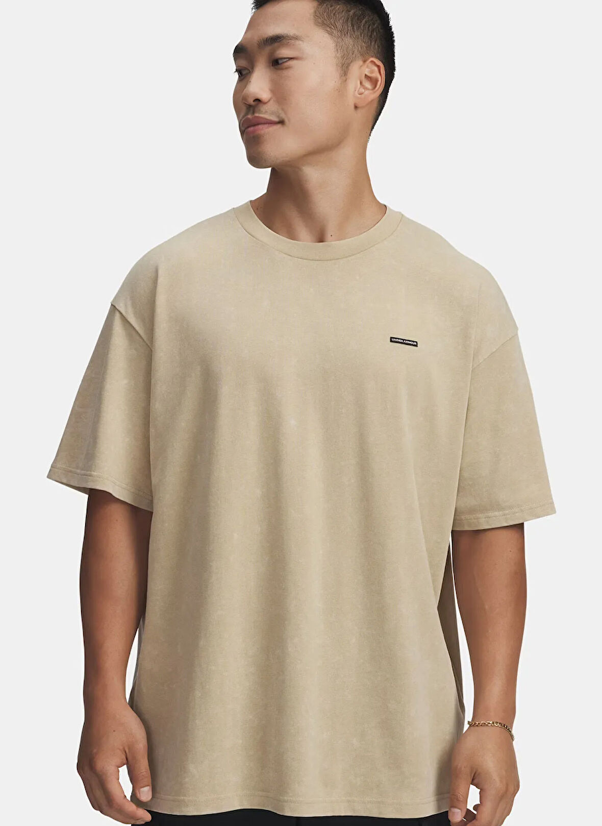 Under Armour 1389147-234-UA M HW OS LOGO WASH SS Kahve Bisiklet Yaka Normal Düz Erkek T-Shirt