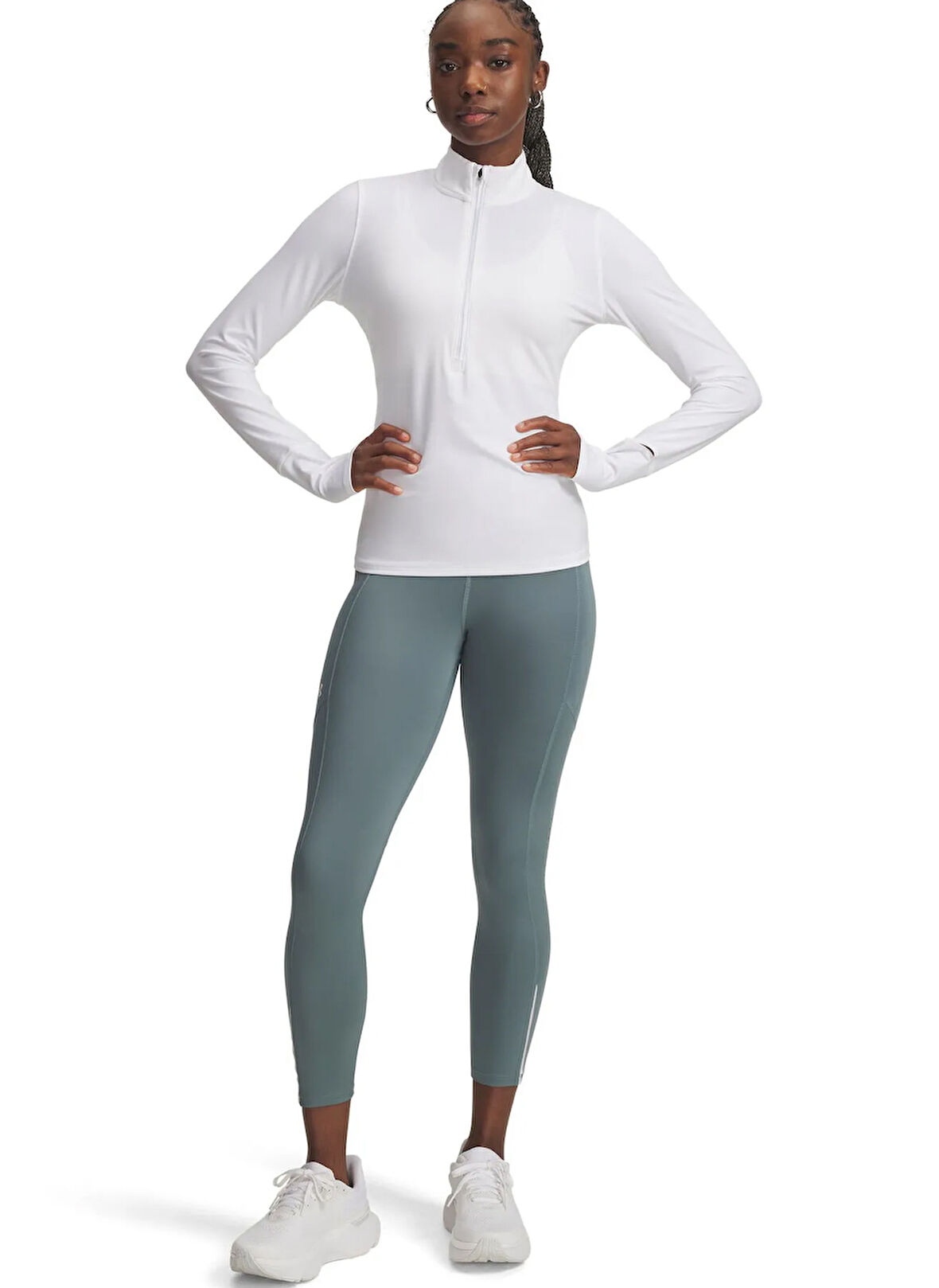 Under Armour 1369771-587-UA Launch Ankle Tights Mavi Düz Kadın Tayt