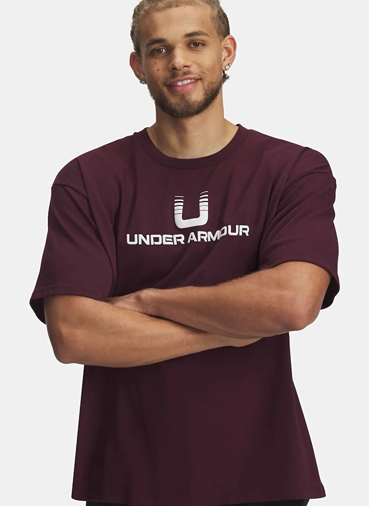 Under Armour 6005150-600-UA HWT U LOGO SS Bordo Bisiklet Yaka Normal Baskılı Erkek T-Shirt