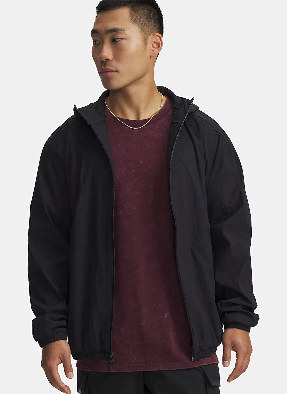 Under Armour 6003863-001-UA Unstoppable Woven Jk Siyah Normal Düz Erkek Zip Ceket