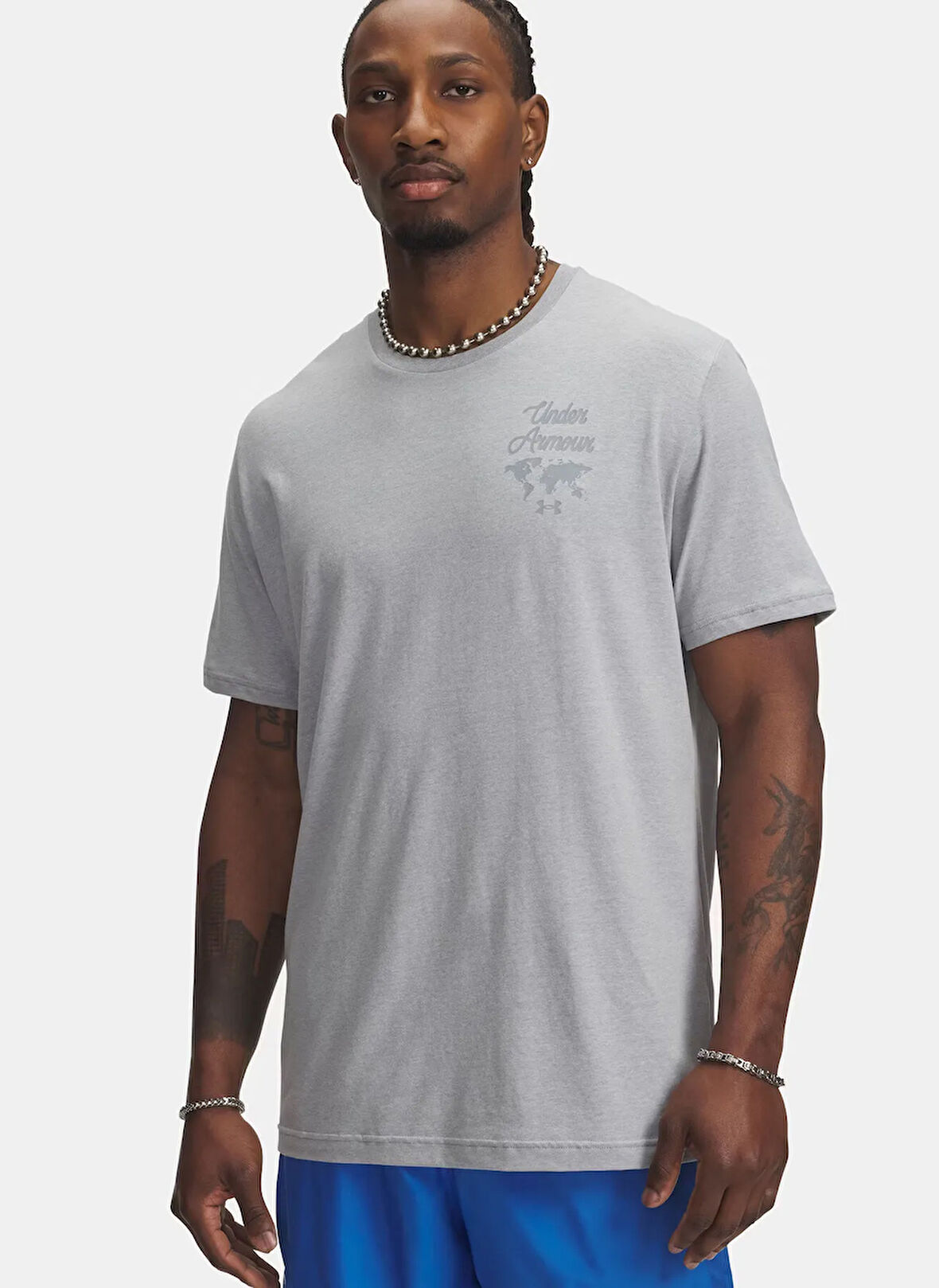 Under Armour 6004143-011-UA 60/40S SPORTS WM SS Gri Bisiklet Yaka Normal Düz Erkek T-Shirt