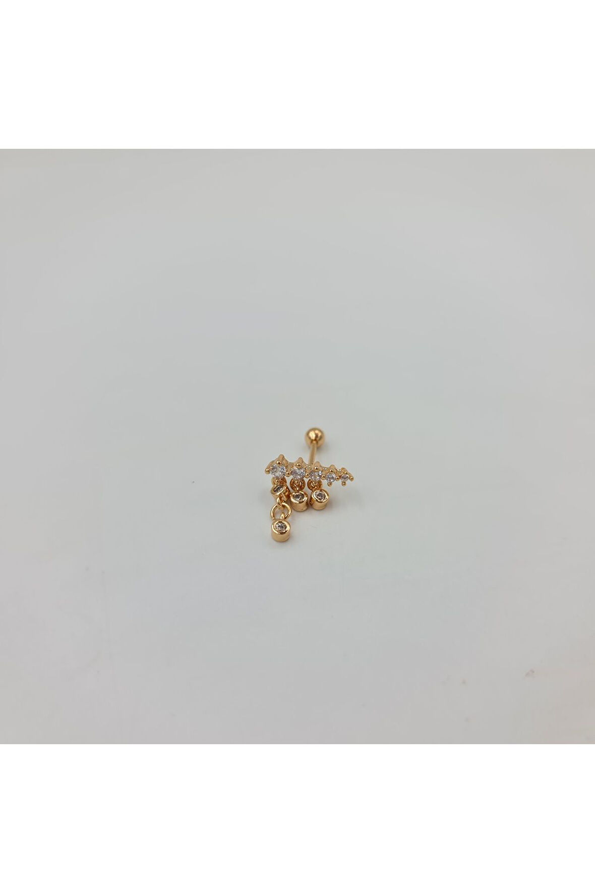 Sallantılı Taşlı Baget Cerrahi Çelik  Küpe Tragus Helix Kıkırdak Piercing