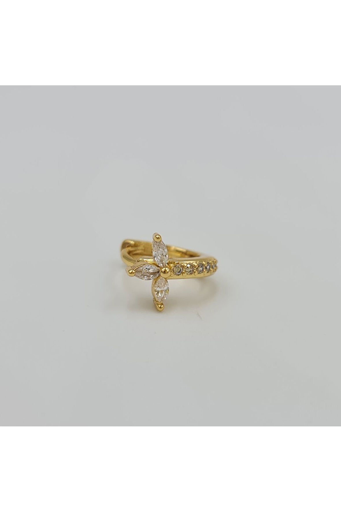 Cerrahi Çelik Taşlı Üç Yapraklı Küpe Tragus Helix Kıkırdak Piercing