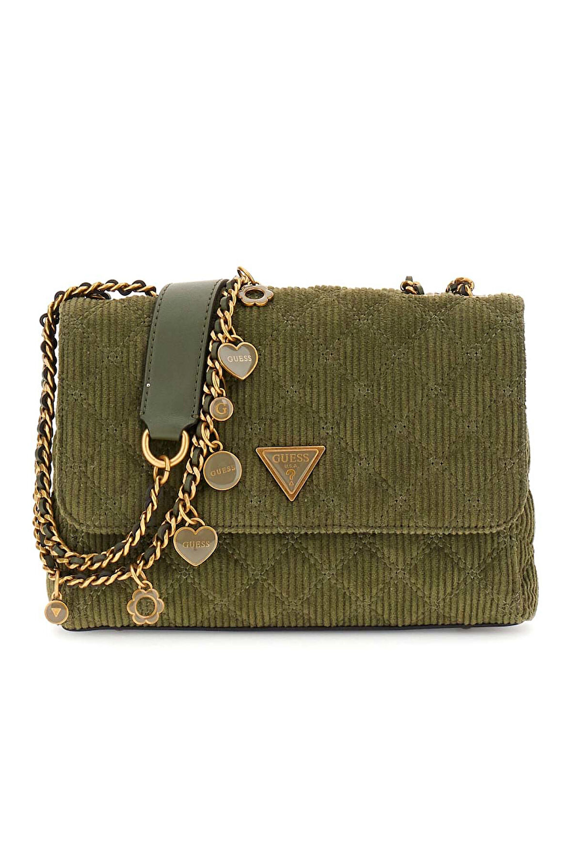 Kadın Fitilli Kadife Omuz Çantası - Haki | undefined