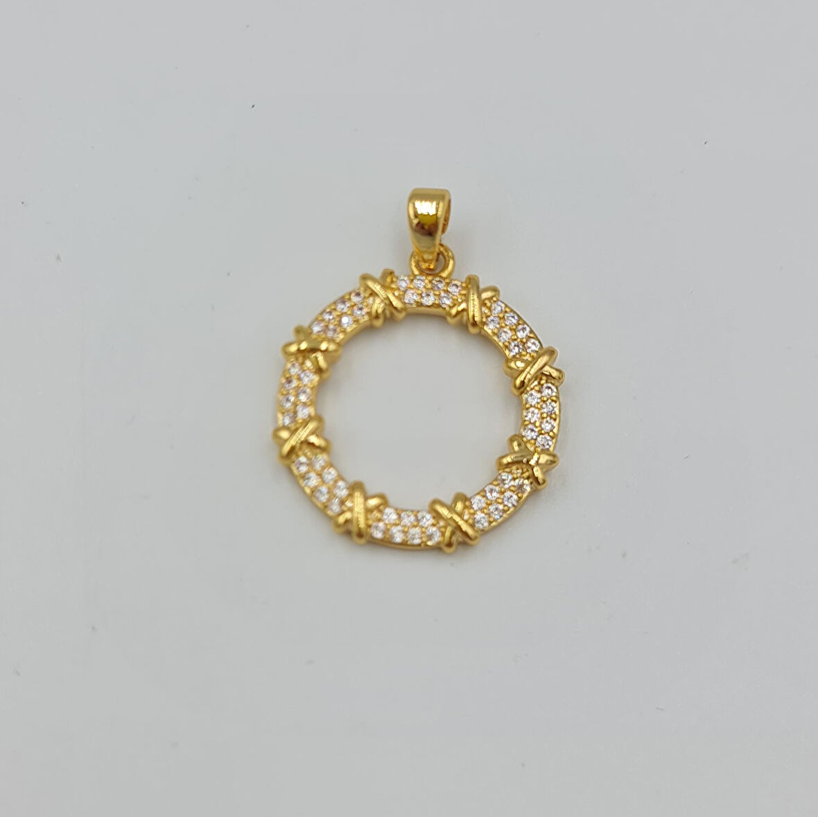 Gold Zirkon Taş Detaylı X Model Kolye Ucu