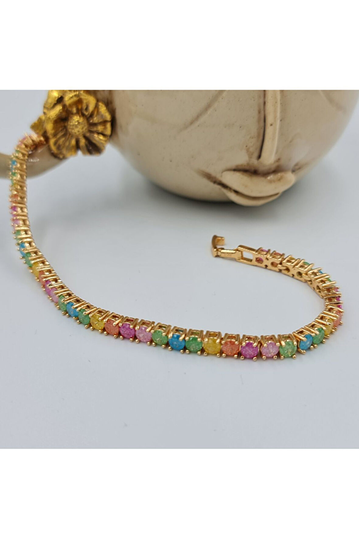 Zirkon Taşlı Rose Su Yolu Bileklik Özel Kutulu, Kararmaz Xuping Kaplama (19,5 CM)