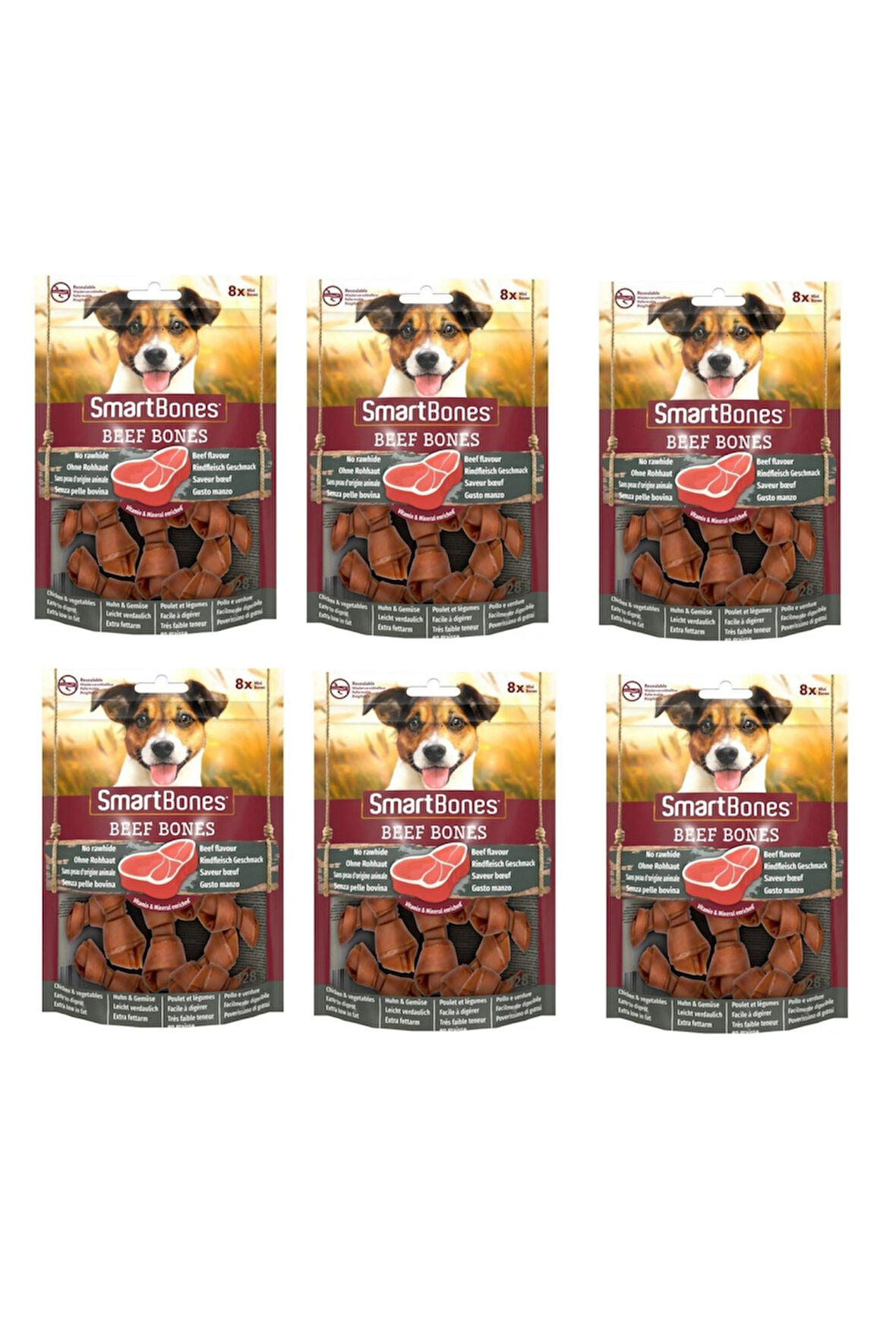 Smartbones Biftekli Mini Kemik 8 Li 128 Gr. X 6 Adet