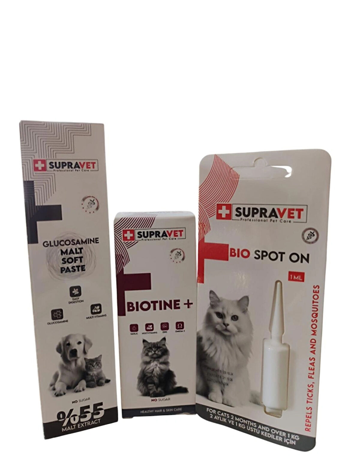 SUPRAVET KEDİ SAĞLIK PAKETİ TÜY YUMAĞI ENGELLEYİCİ MALT+ENSE DAMLASI+BİOTİN