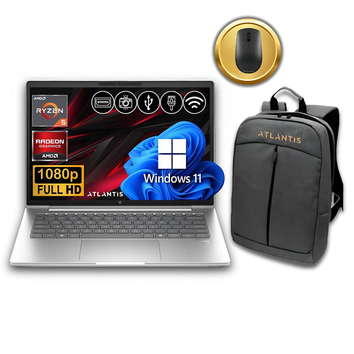 HP ProBook 445 G11 R5-7535U 16GB 512 GB M.2 SSD 9Y7C9ET ATL17  14" W11Pro Notebook &Çanta+Mouse