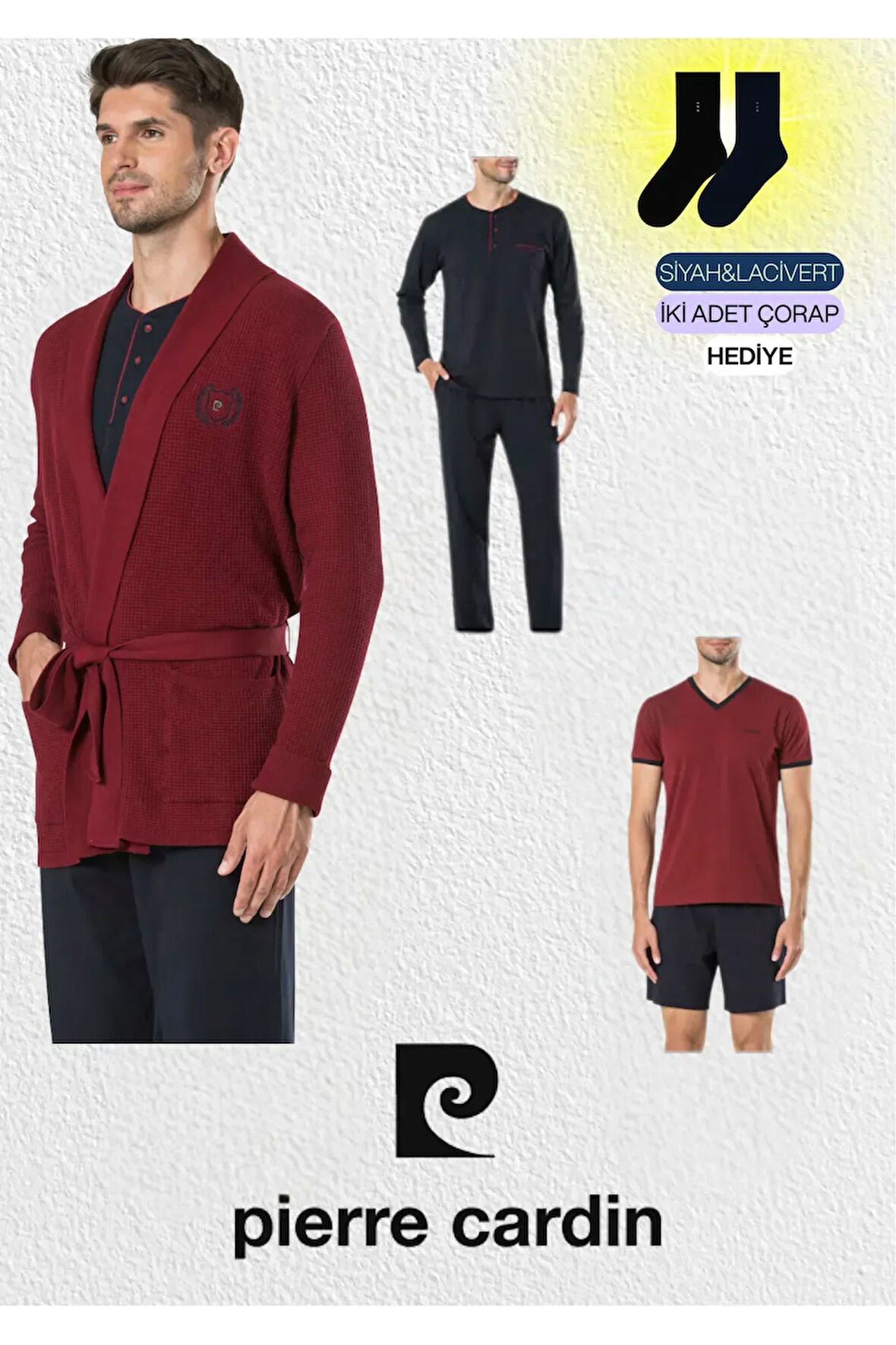 Erkek Giyim 5 Parça Triko Robdöşambr & Yazlık - Kışlık Pijama Takımı L1.PC.5595.02