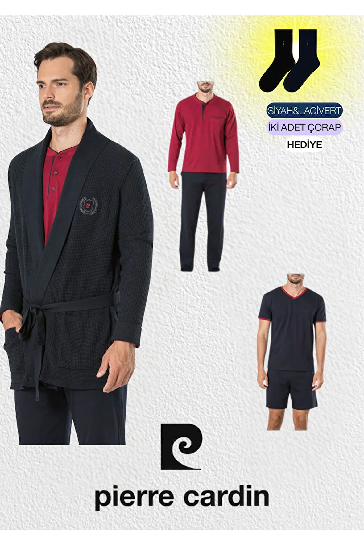 Erkek Giyim 5 Parça Triko Robdöşambr & Yazlık - Kışlık Pijama Takımı L1.PC.5595.02