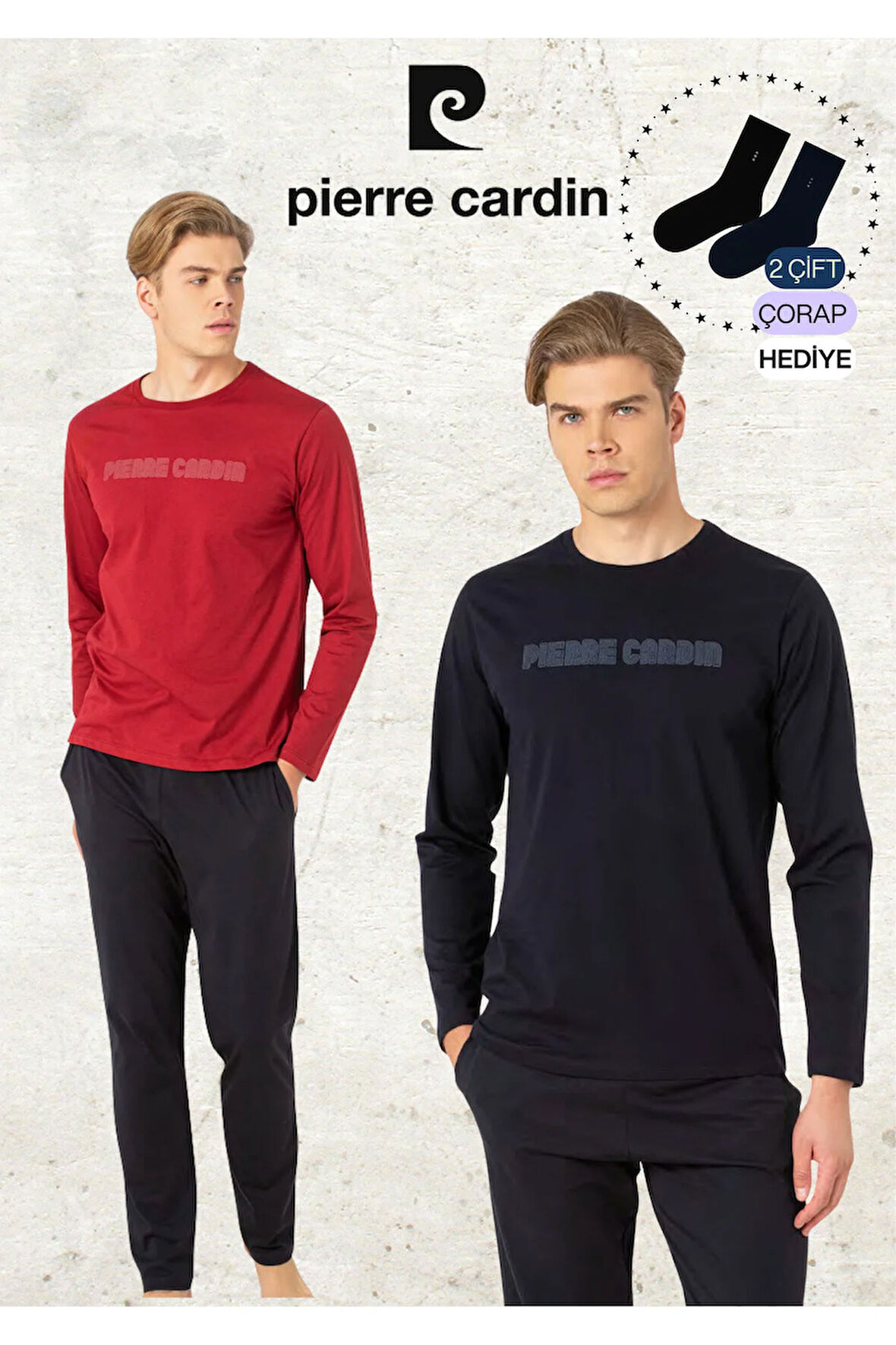 Erkek Giyim %100 Pamuk Uzun Kollu Koyu Gri & Siyah İki Adet Pijama Takımı L1.PC.6093.002