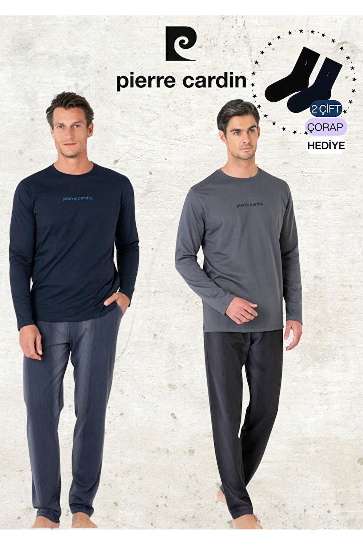 Erkek %100 Pamuk Uzun Kollu Lisanslı Bordo & Lacivert İki Adet Pijama Takımı L1.PC.6095.002