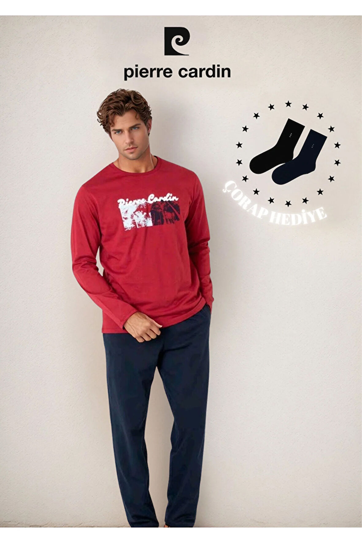 %100 Pamuk Uzun Kol Lisanslı & Baskılı Pijama Takımı (2 Adet Hediye Çorap) L1.PC.6096.001