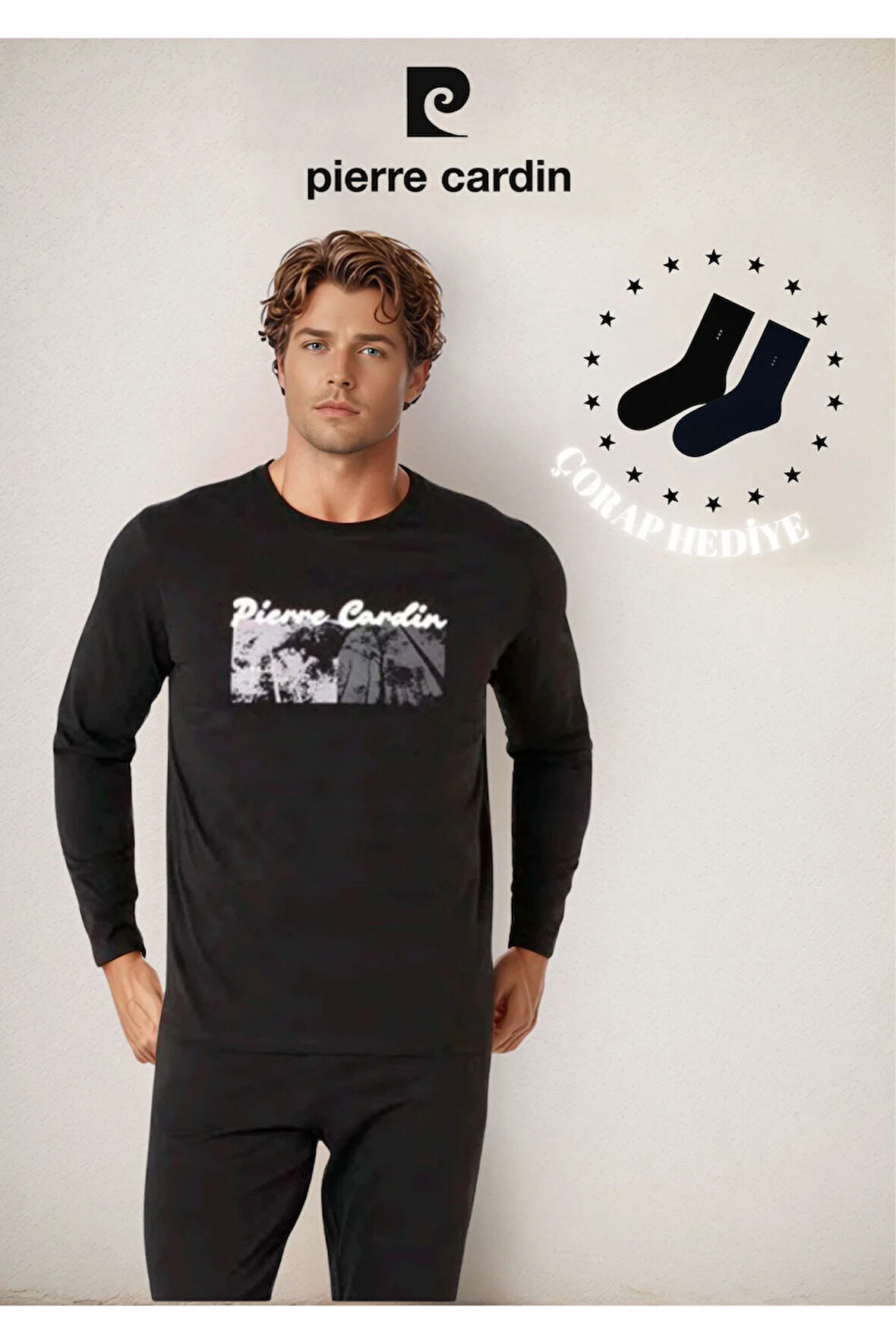 %100 Pamuk Uzun Kol Lisanslı & Baskılı Pijama Takımı (2 Adet Hediye Çorap) L1.PC.6096.001