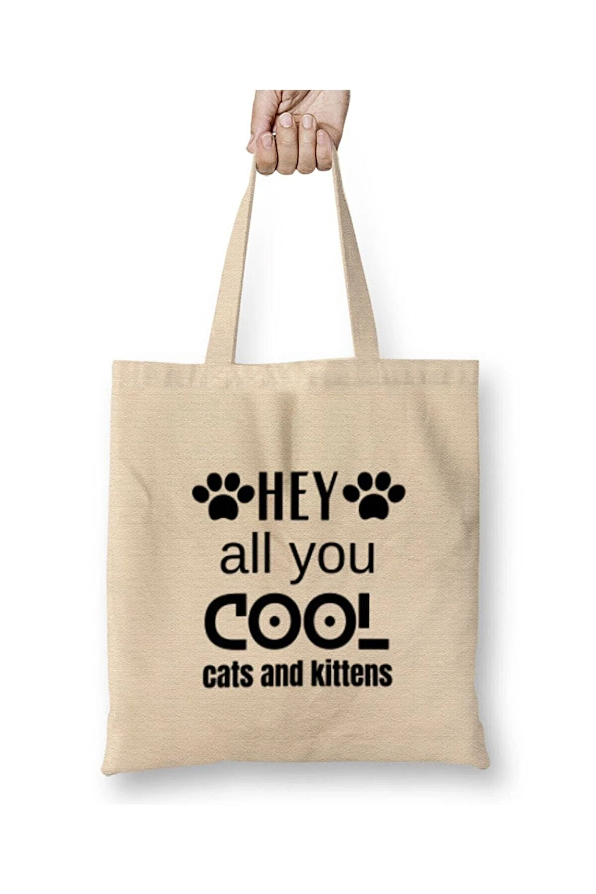 Hey All You Cool Cats And Kittens Yavru Kedi Beyaz Bez Çanta Uzun Saplı
