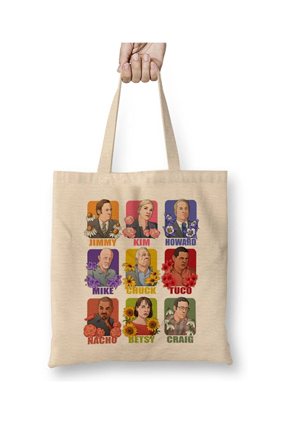 Better Call Saul Stars Beyaz Bez Çanta Uzun Saplı Alışveriş Çantası Plaj Çantası