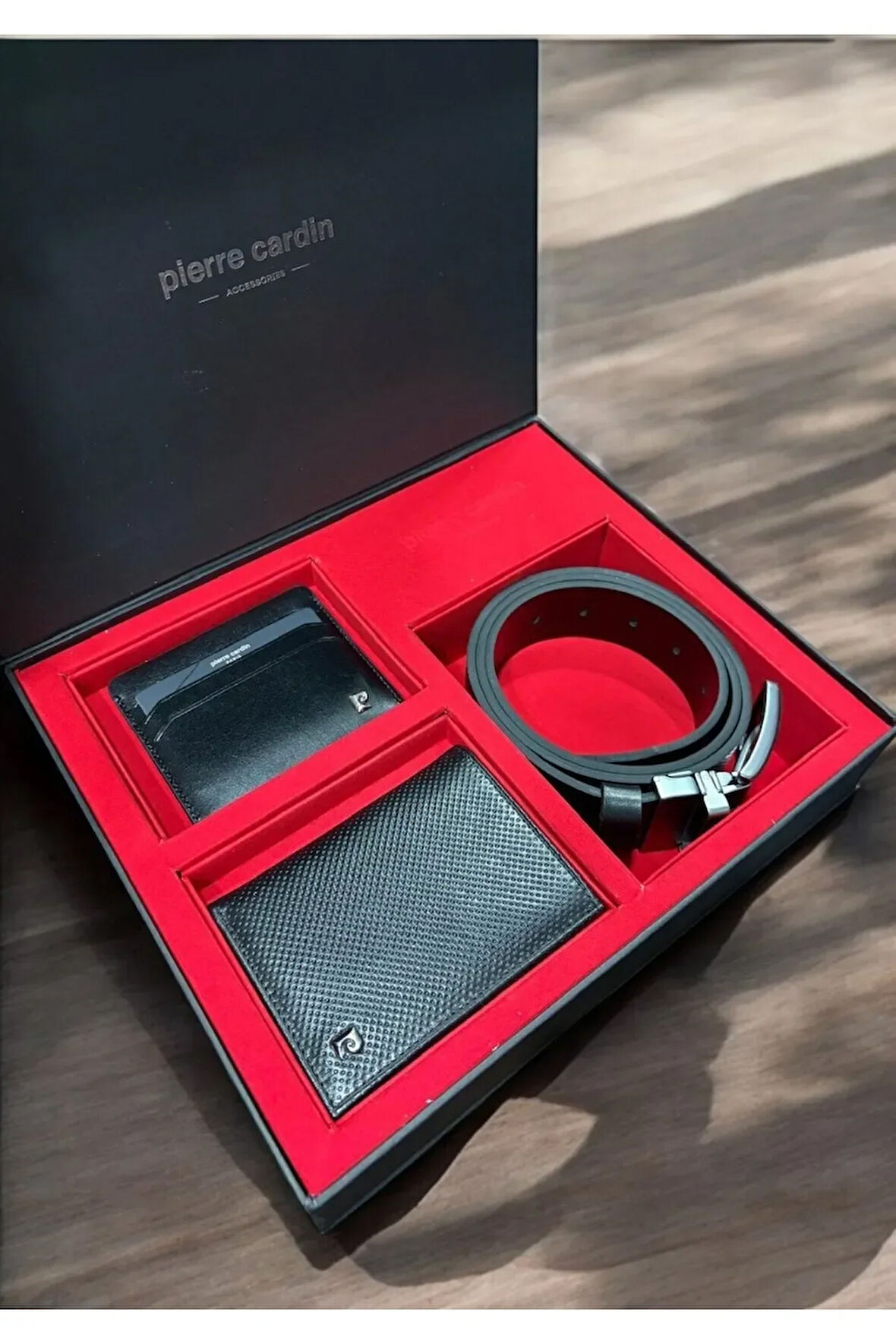 Erkek Giyim Deri Dikey Cüzdan & Kartlık & Kemer Üçlü Hediyelik Çeyizlik Set L1.PC.004.12.C21