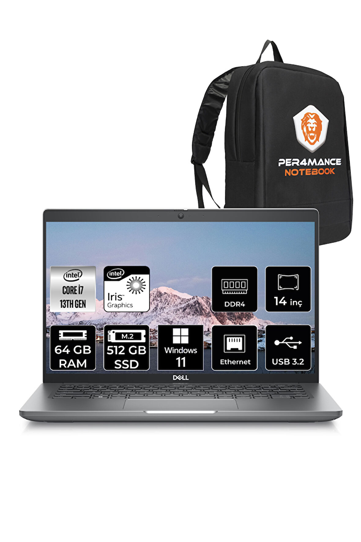 Dell Latitude 5440 i7-1355U 64GB RAM 512GB SSD 14'' FHD W11PRO Dizüstü Bilgisayar & PER4 ÇANTA 