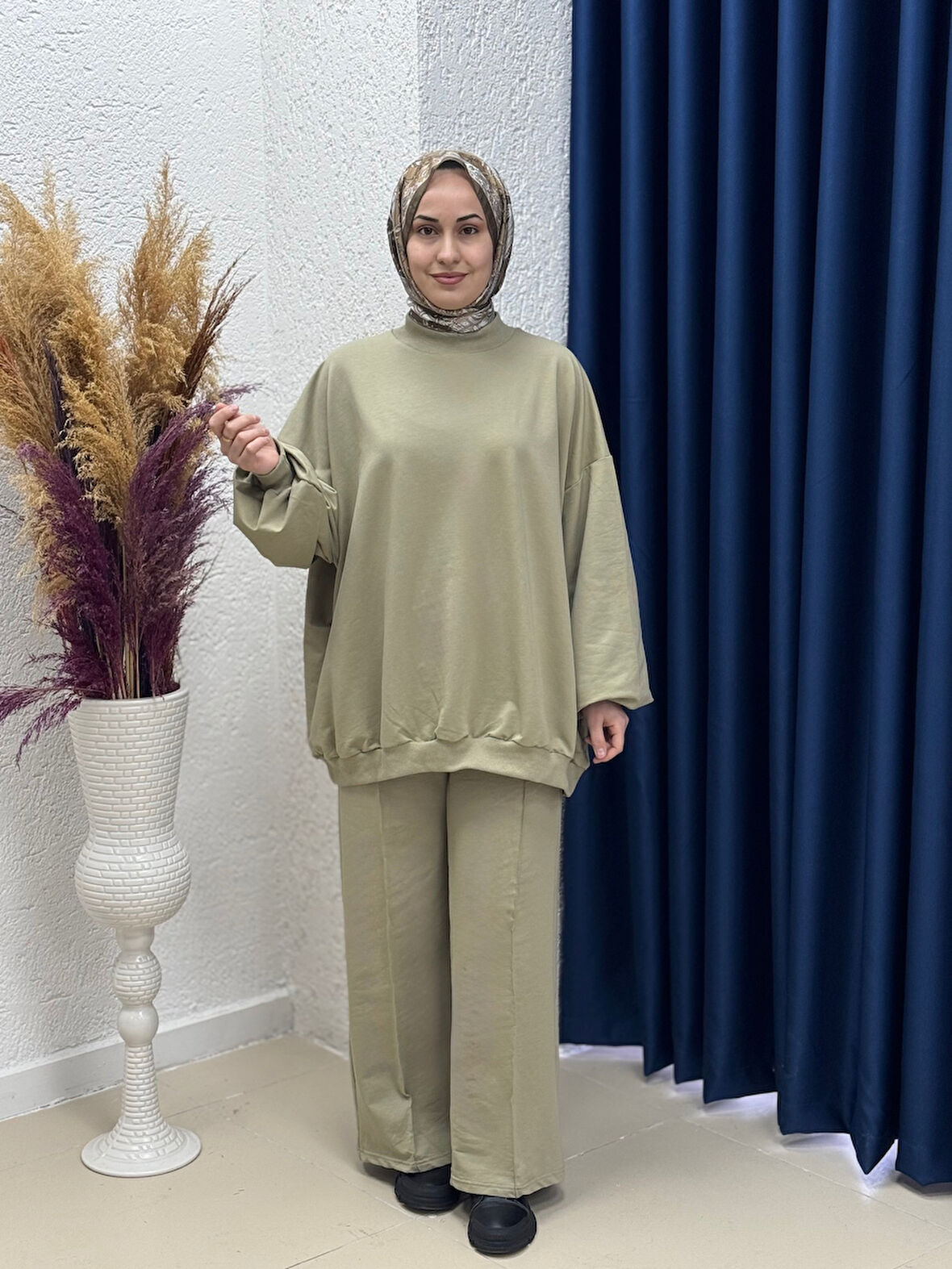 Dilşah Bol Sweat İki İplik Pantolonlu Takım-NL222 Mint
