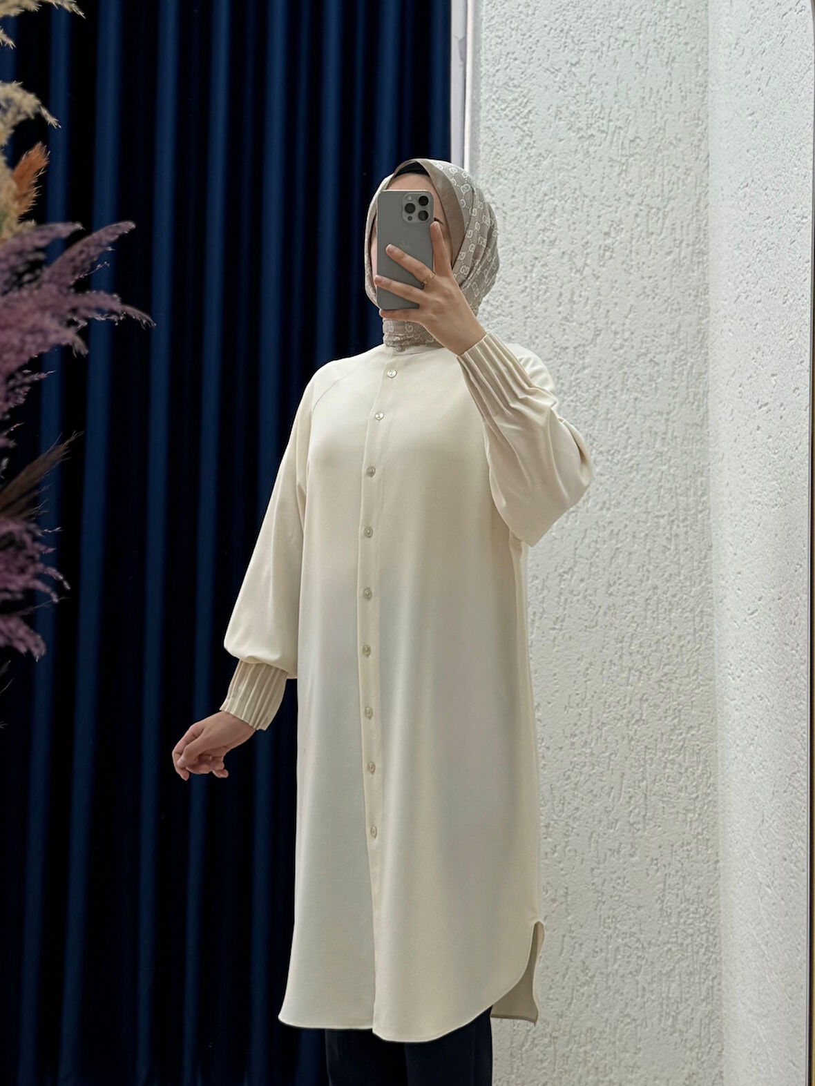 Seçil Kolları Nervüllü Linda Tunik-EL1176 Taş