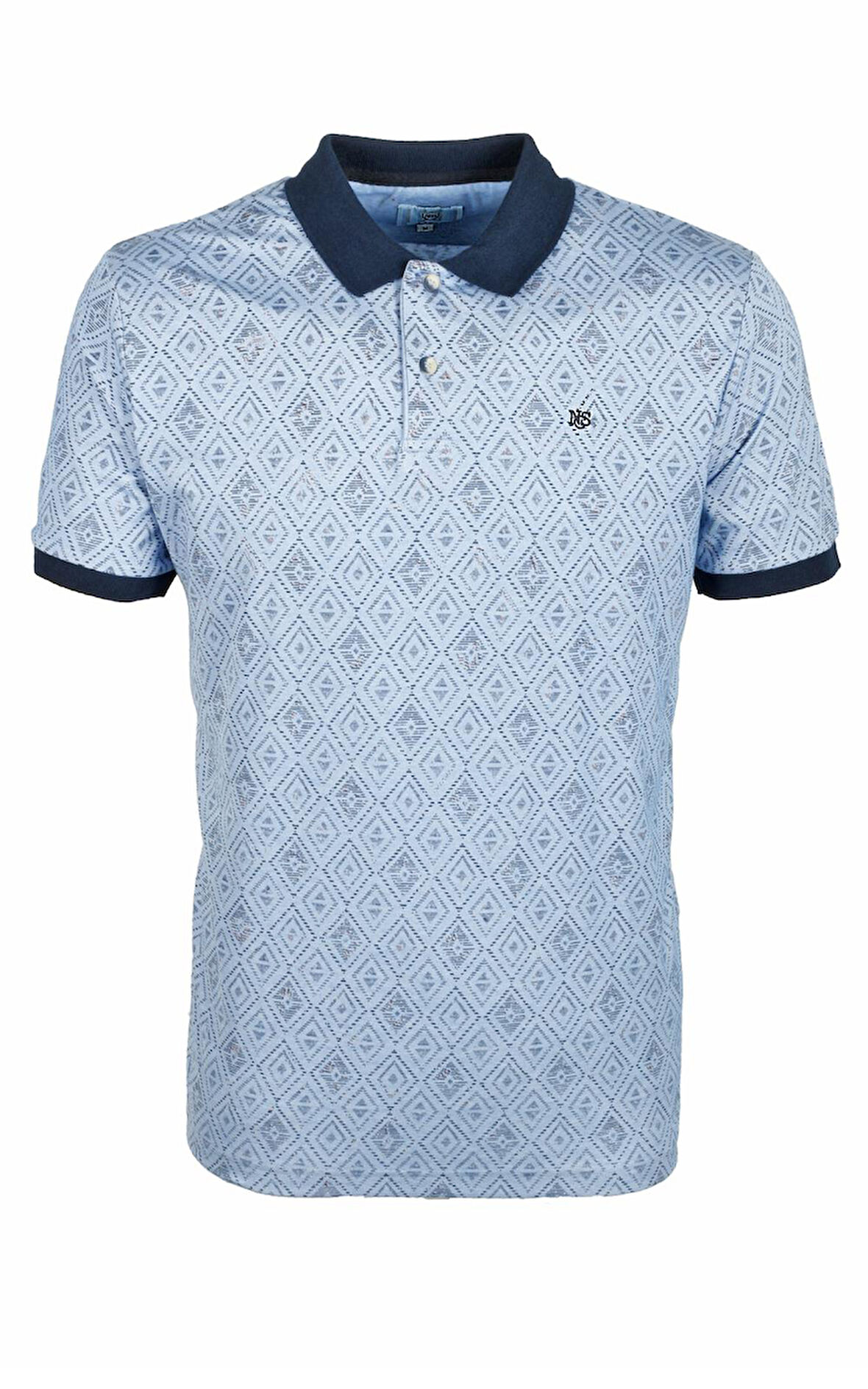 Erkek Polo Yaka Tişört Desenli Mavi %100 Pamuk Slim Fit T-shirt NCS JEANS 1989
