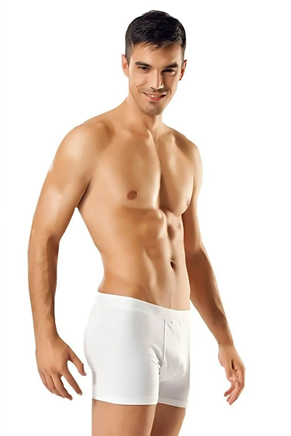 6 Lı Erkek Elastan (likralı) Boxer Beyaz Renk Abani Classic