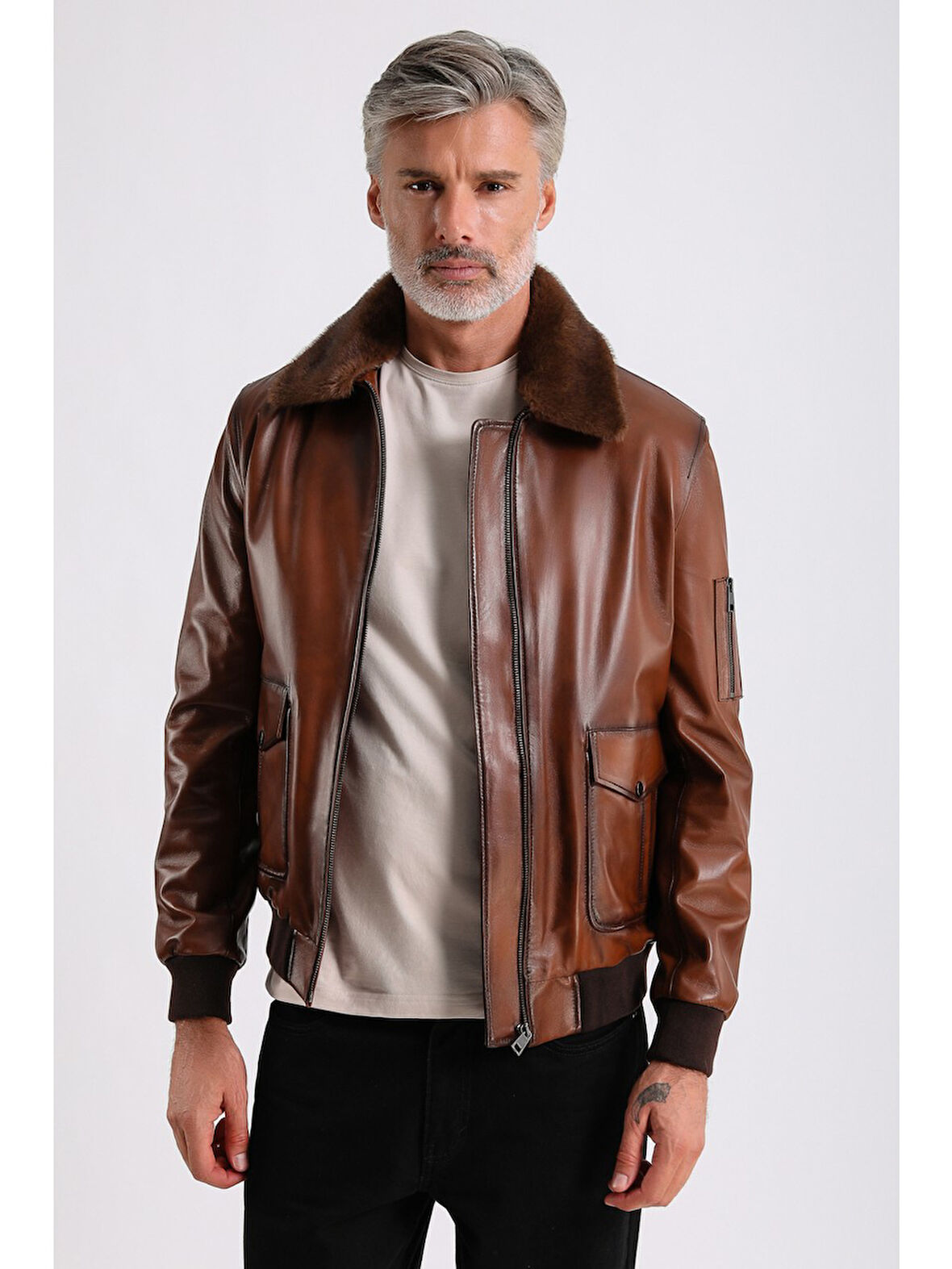 Alexandr Erkek Pilot Deri Mont