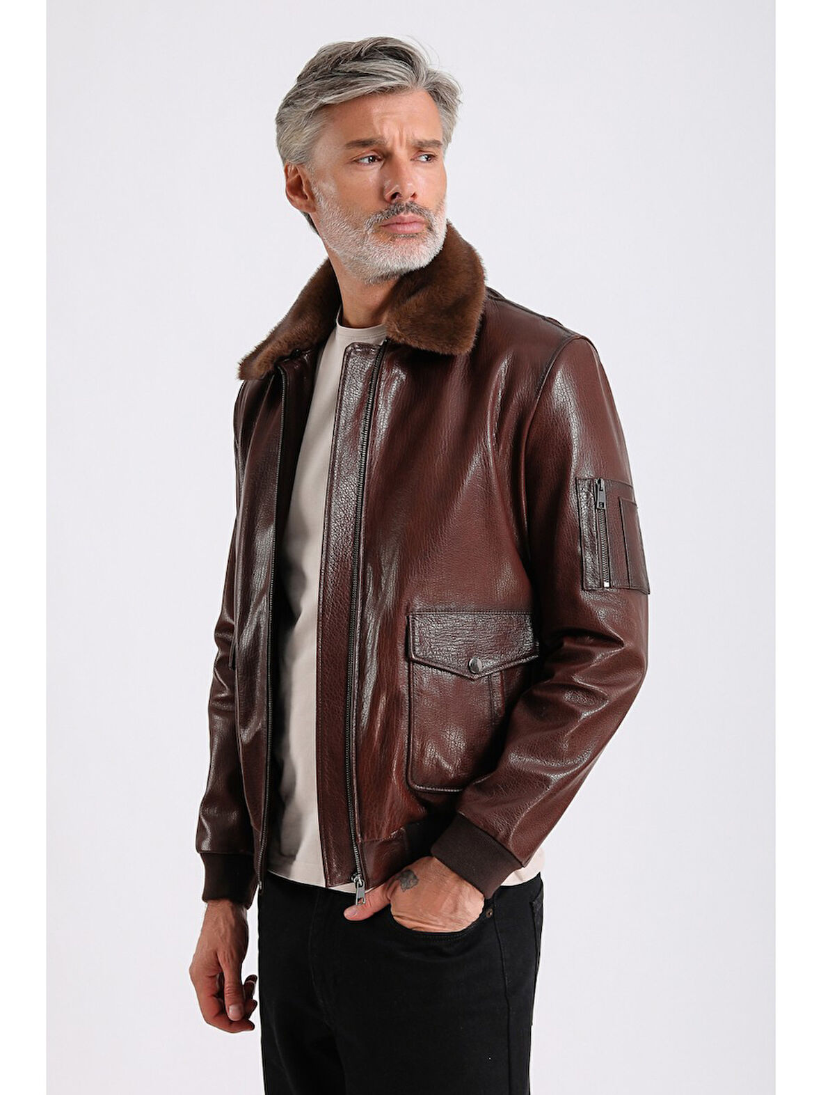 Alexandr Erkek Pilot Deri Mont