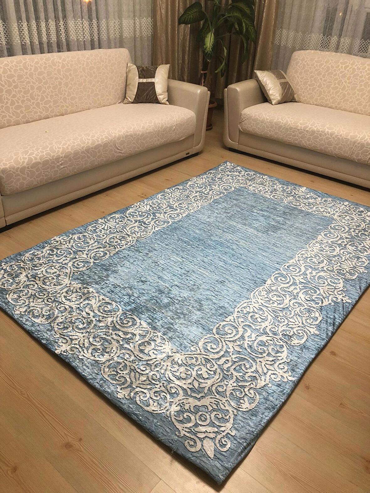 Miray Tekstil  Modern Desen Lastikli Halı Örtüsü