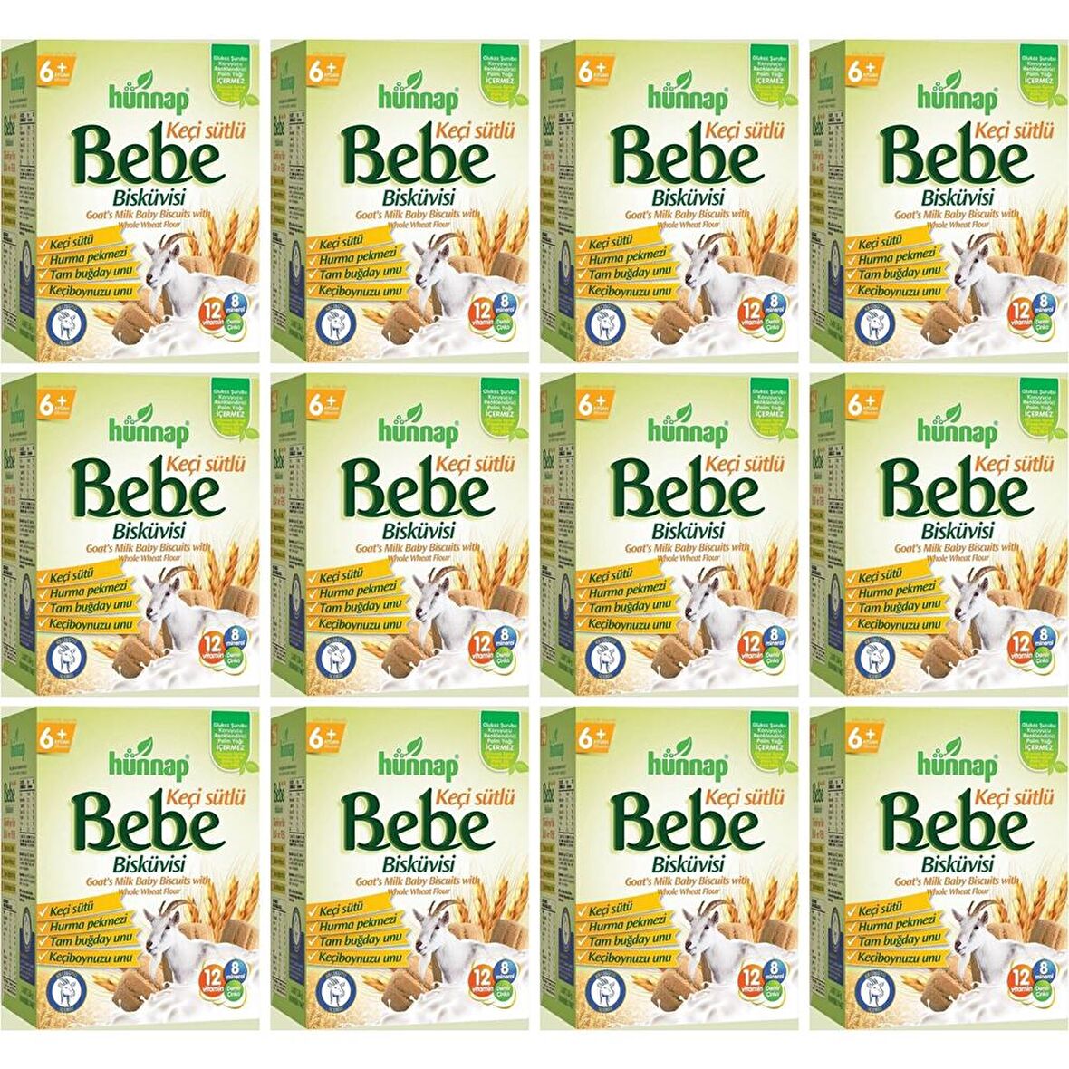 Hünnap Keçi Sütlü Bebek Bisküvisi 400 Gr x 12 Adet