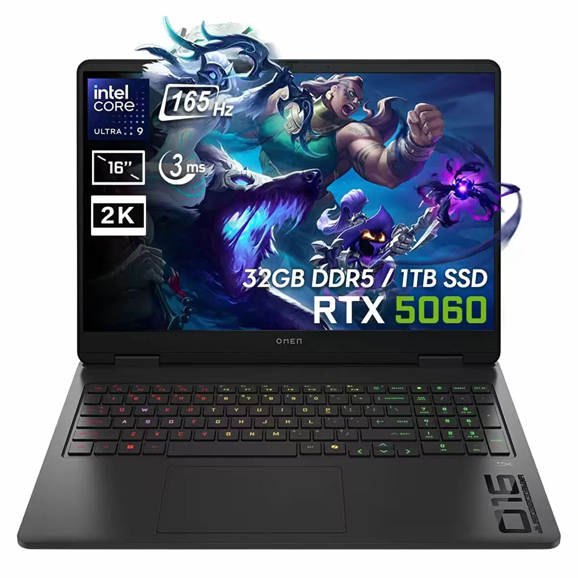 HP OMEN 16-an0000nt Intel Core Ultra 9-285H 32GB DDR5 1TB SSD RTX5060 8GB GDDR7 16 inç 2K 165Hz 3ms IPS FreeDos Gaming Laptop (BQ3Z2EA)