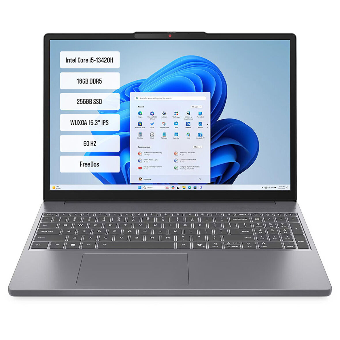 Lenovo IP3 83K100Q0TR-03 i5-13420H 16GB DDR5 256GB SSD WUXGA 15.3" IPS FreeDos