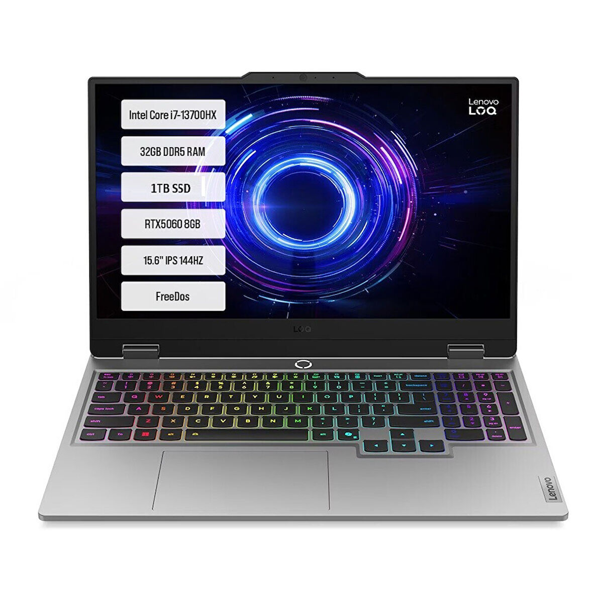 Lenovo LOQ 15IRX10 83JE00LDTR-07 i7-13700HX 32GB DDR5 1TB SSD RTX5060-8GB 15.6" IPS 144Hz Dos