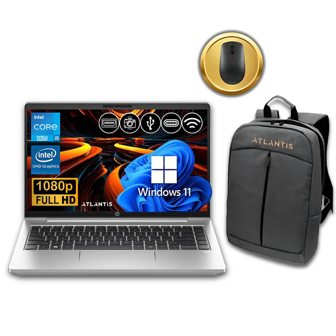 HP Probook 440 G10  İ5-1335U 8GB 256GB M.2 SSD  859Z6EA ATL20 14" W11Pro Notebook &Çanta+Mouse