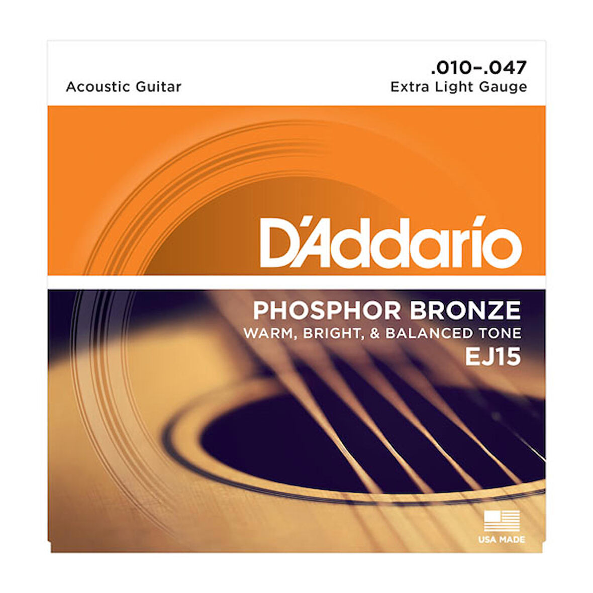D'Addario EJ15 Phosphor Bronze, Extra Light Takım Tel Akustik Gitar Teli 010-047
