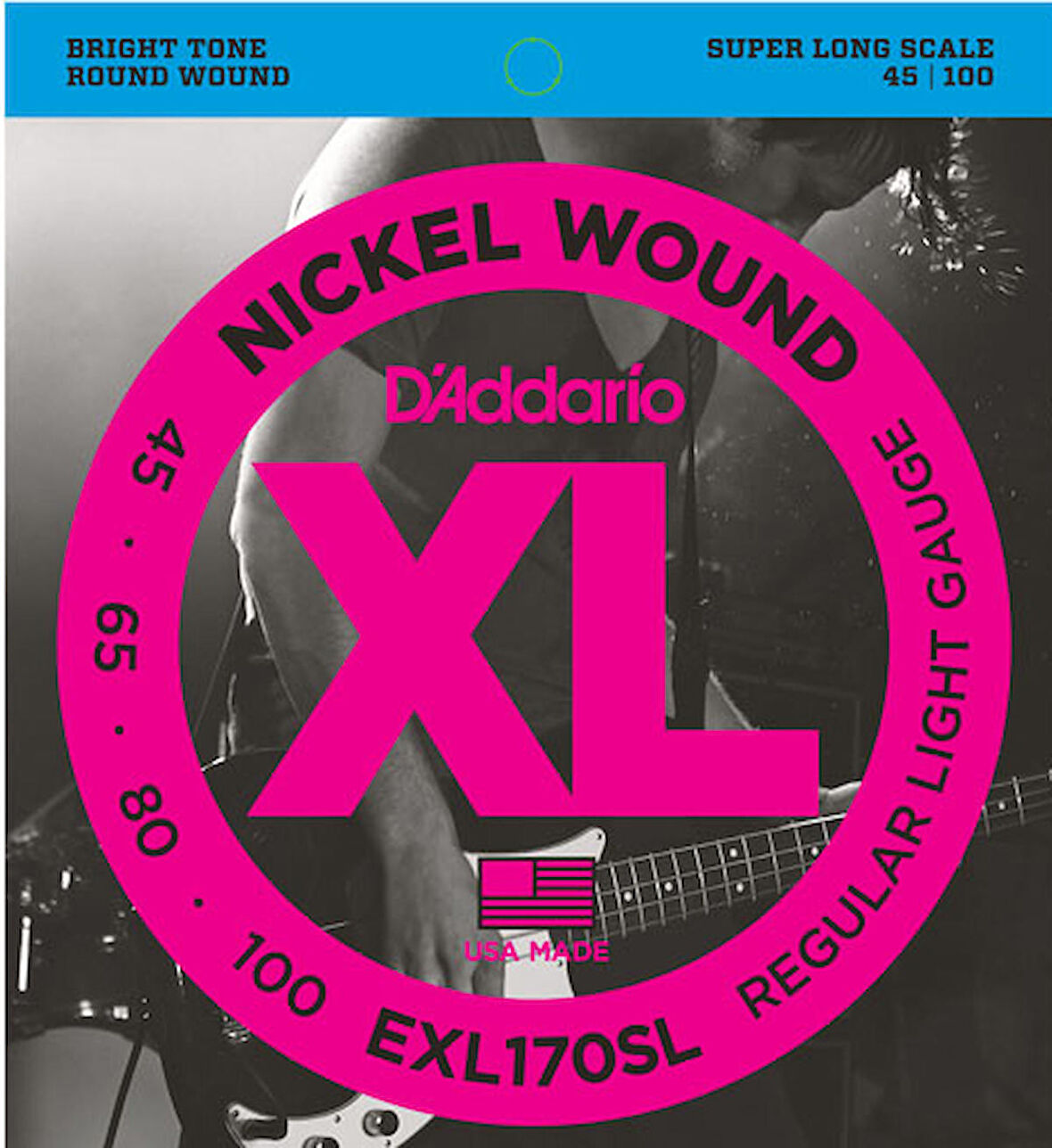 D'Addario EXL170SL Nickel Wound Bass, Light, 45-100, Super Long Scale Takım Tel Bas gitar teli 045-100