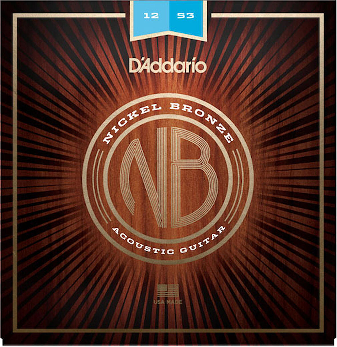 D'Addario NB1253 Nickel Bronze Light 12-53 Takım Tel Akustik Gitar Teli 012-053