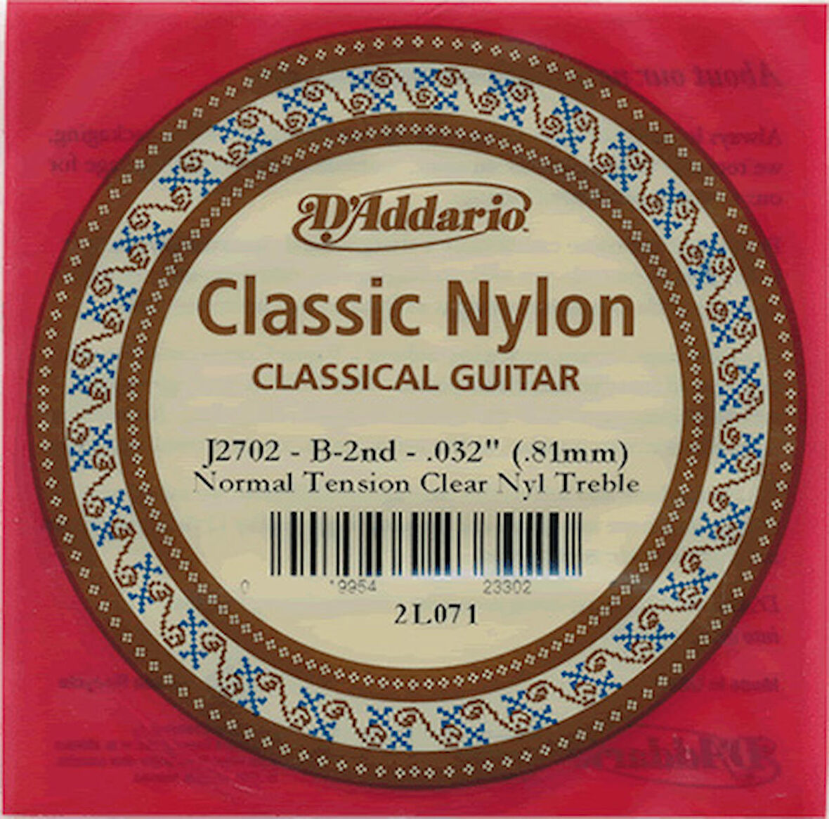 D'Addario Classic Nylon Normal Tension Clear Nyl Treble si - J2702 Klasik Gitar Tek Tel (Sarımsız)