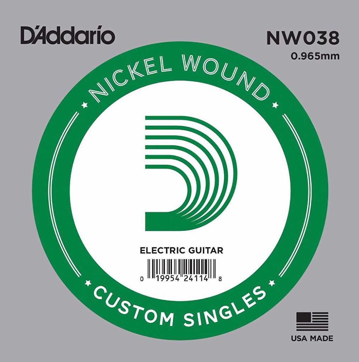 D'Addario Acoustic or Electric Nickel Wound Singles .038 - NW038 Elektro ve Akustik Gitar Tek Tel