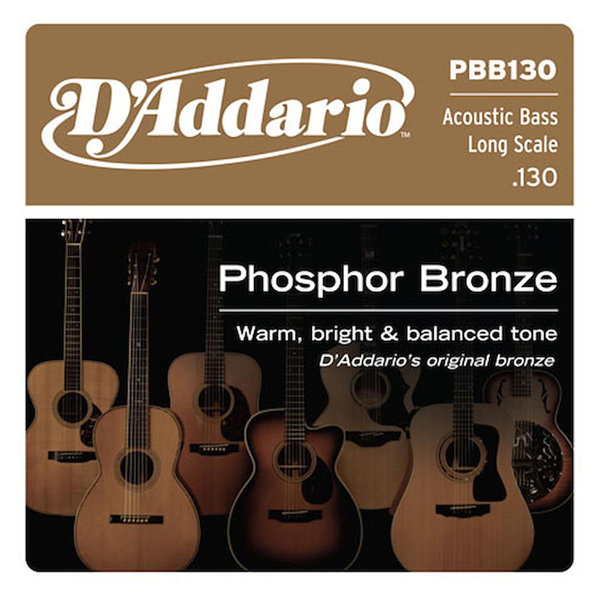 D'Addario PBB130 Phosphor Bronze Acoustic Bass Single Strings Long Scale Tek Tel Akustik Bas Gitar Tek Tel  .130