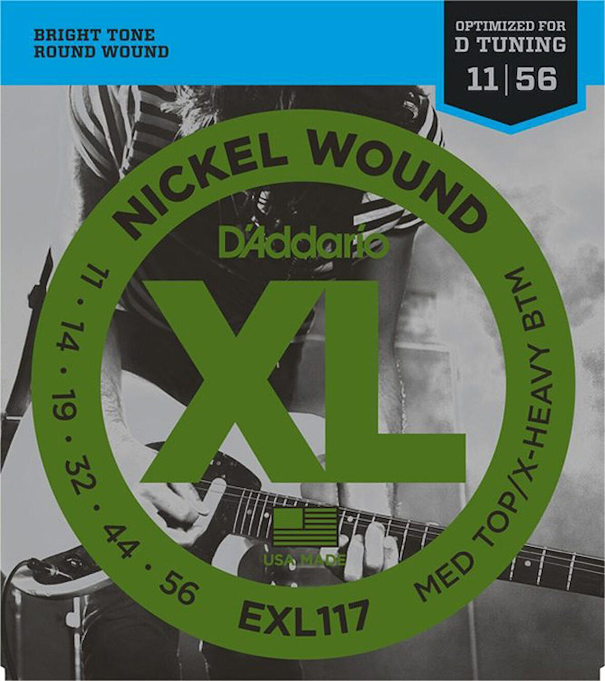 D'Addario EXL117 Nickel Wound, Medium Top/Extra-Heavy Bottom, 11-56 011-056 Takım Tel Elektro Gitar Teli
