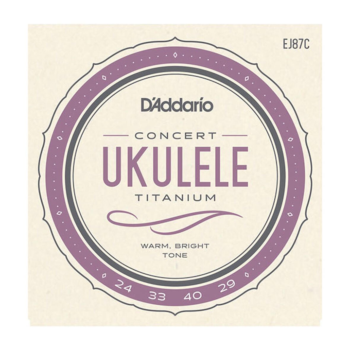D'Addario EJ87C Titanium Ukulele, Concert Takım Tel Ukulele Teli