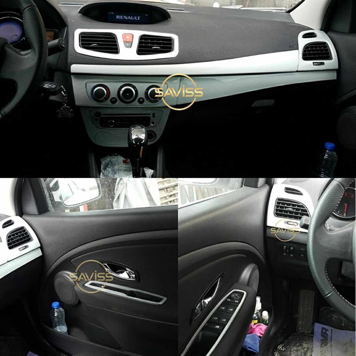 Renault Fluence uyumlu Gümüş Gri Full Set,Torpido Konsol Maun Kaplama (Gümüş Gri)