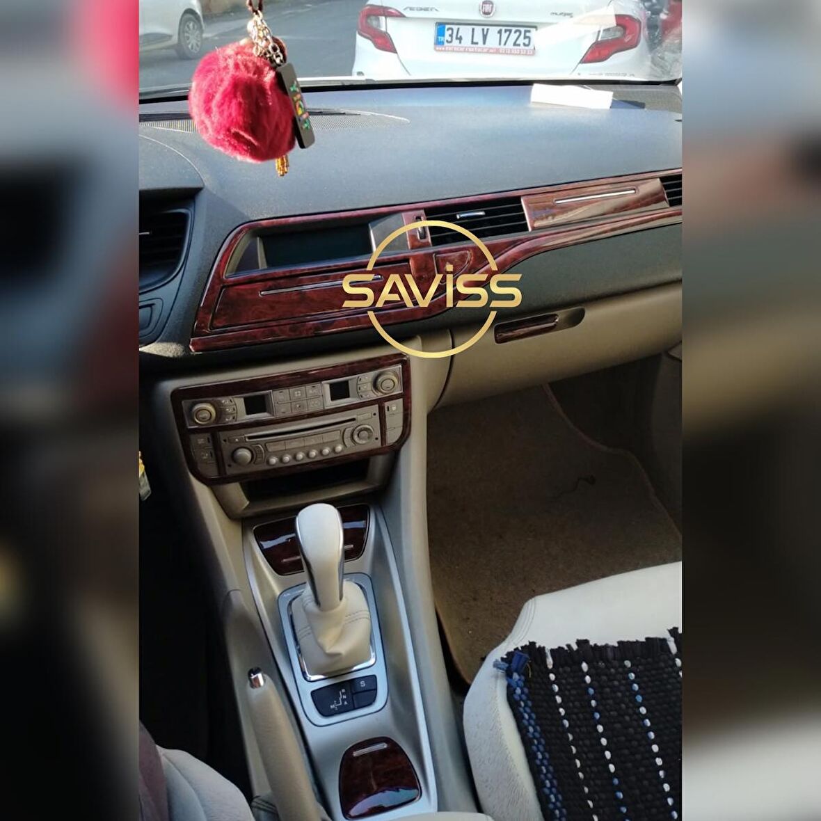 Citroen C5 uyumlu Full Set Gül desenli Maun, Torpido Maun Konsol Kaplama (Maun Gül desen)