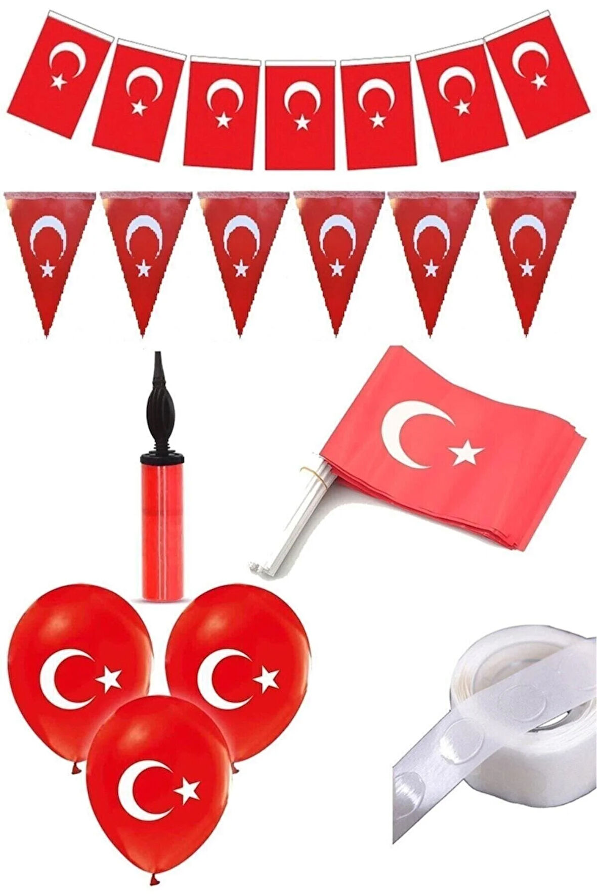 29 Ekim-19 Mayıs- 23 Nisan Süsleri Okul Kreş Süsleme Seti Türk Bayrağı Balon Çubuklu Bayrak