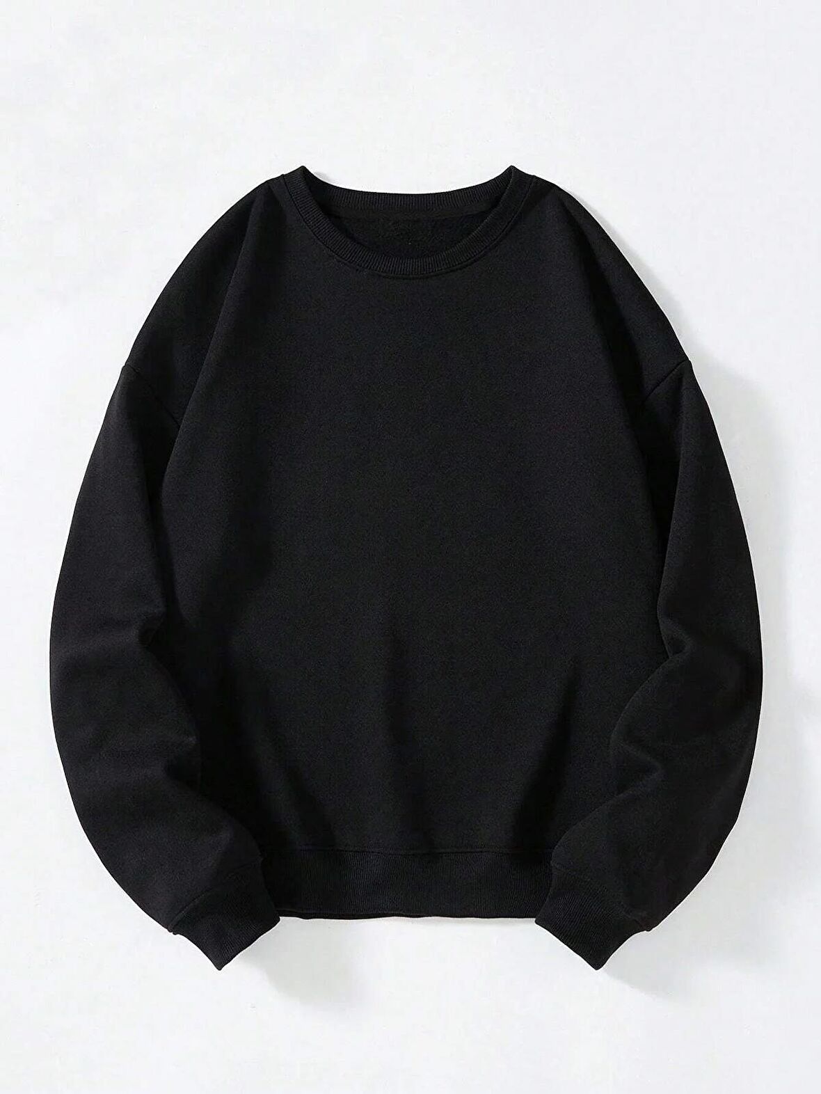 Kadın Oversize Bisiklet Yaka Basic Düz Sweatshirt