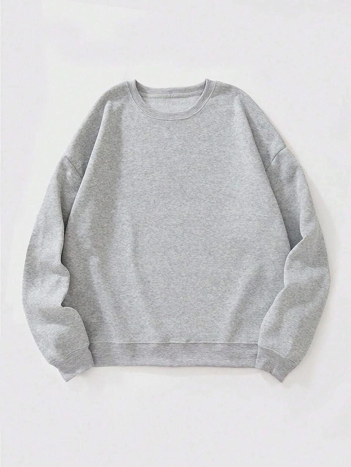 Kadın Oversize Bisiklet Yaka Basic Düz Sweatshirt