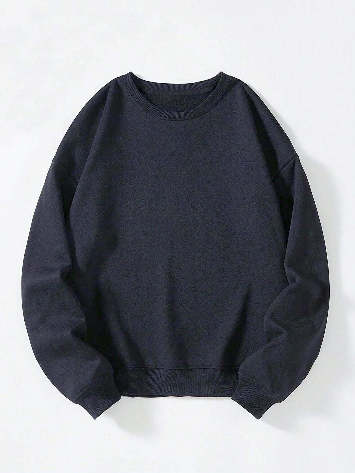 Kadın Oversize Bisiklet Yaka Basic Düz Sweatshirt